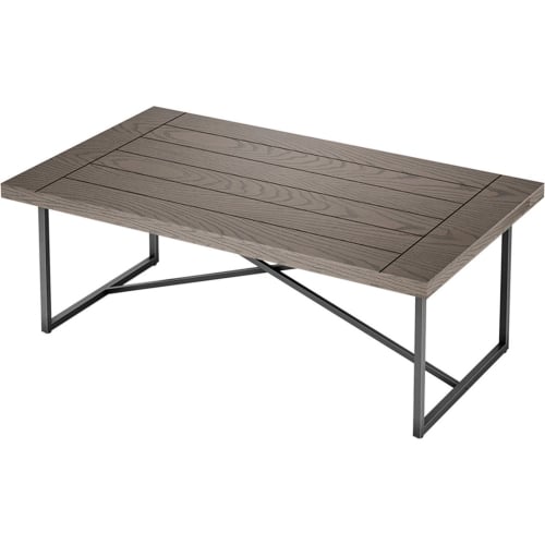 X Coffee Table in Grey Oak Veneer on Graphite Steel Base